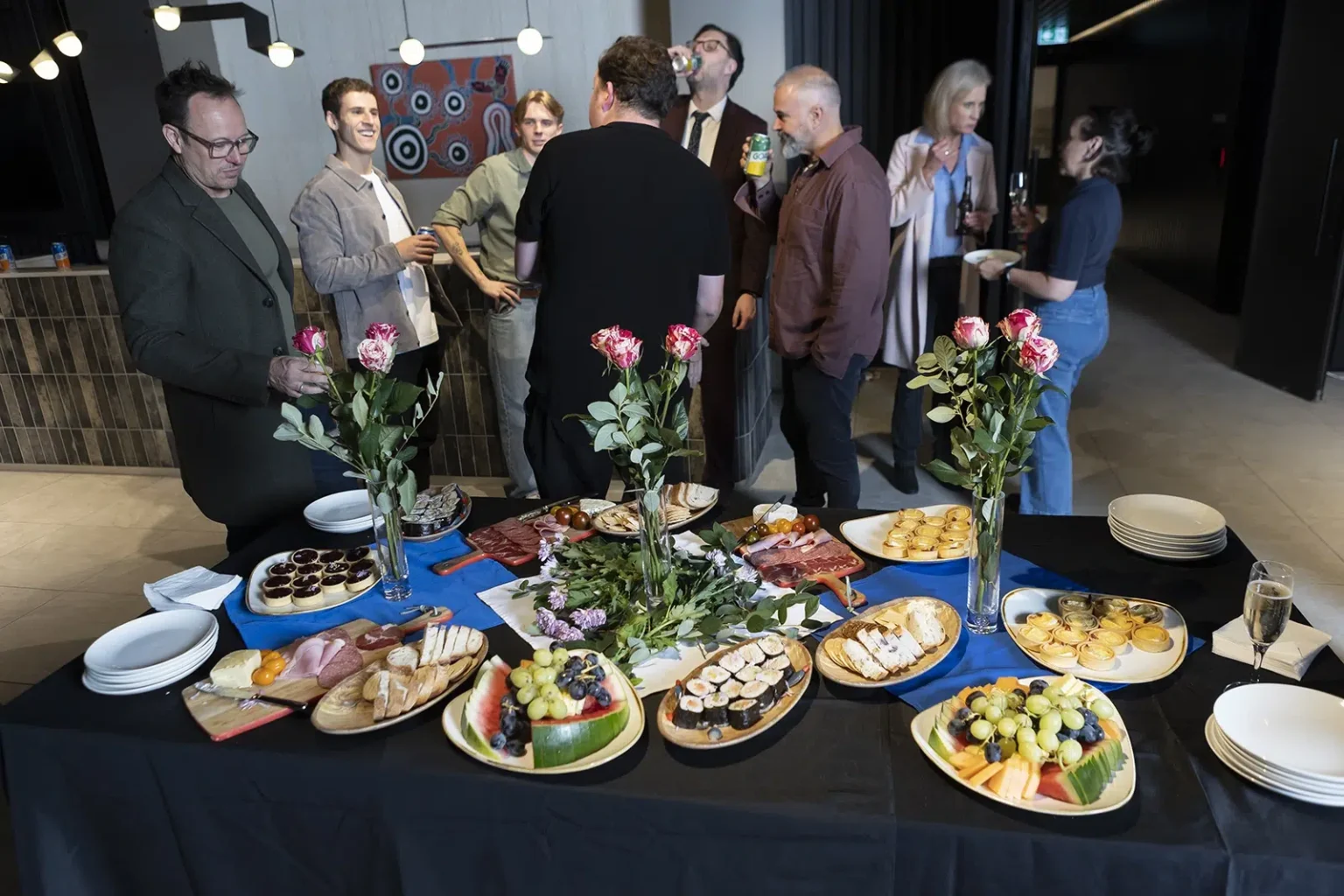 Colleagues enjoying Corporate Catering in Melbourne at a Private Event Venue arranged by White Knight Catering Services