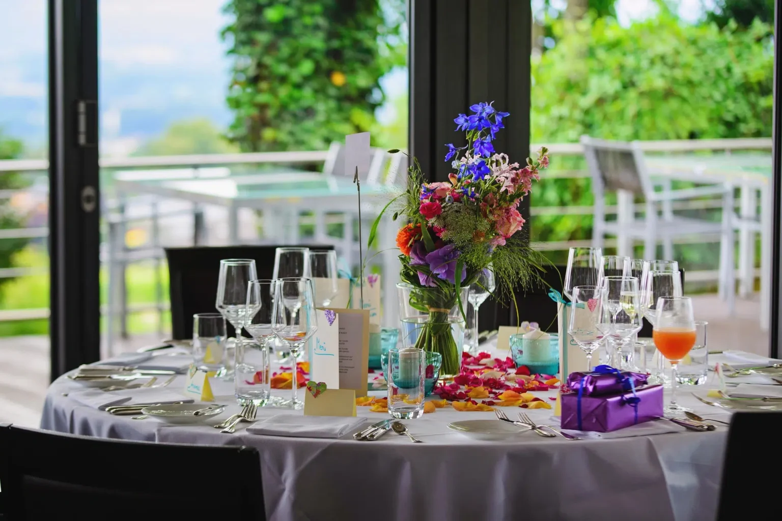A beautiful table at a Private Function Venue Hire available through White Knight Catering Services