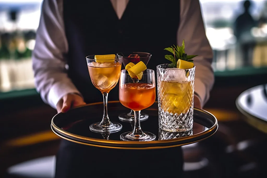 A waiter serving the Beverage Services to party guests at a Melbourne Private Function catered by White Knight Catering Services
