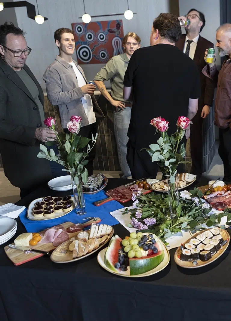 Colleagues enjoying Corporate Catering in Melbourne at a Private Event Venue arranged by White Knight Catering Services