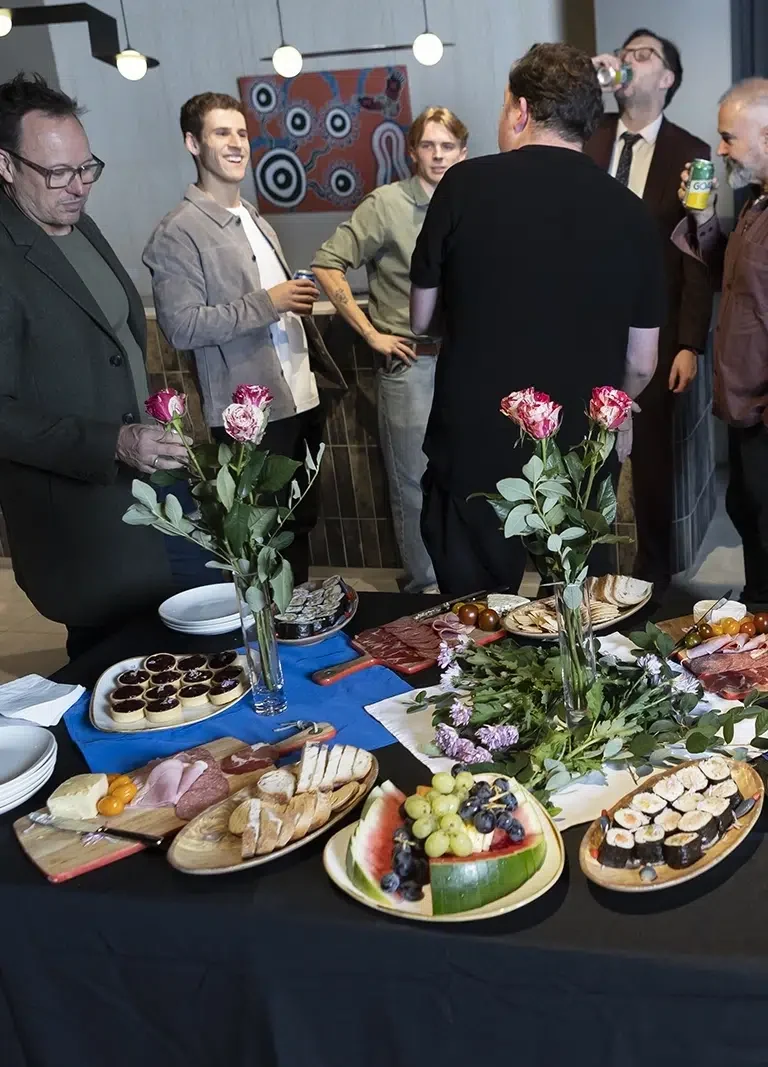 Colleagues enjoying Corporate Catering in Melbourne at a Private Event Venue arranged by White Knight Catering Services