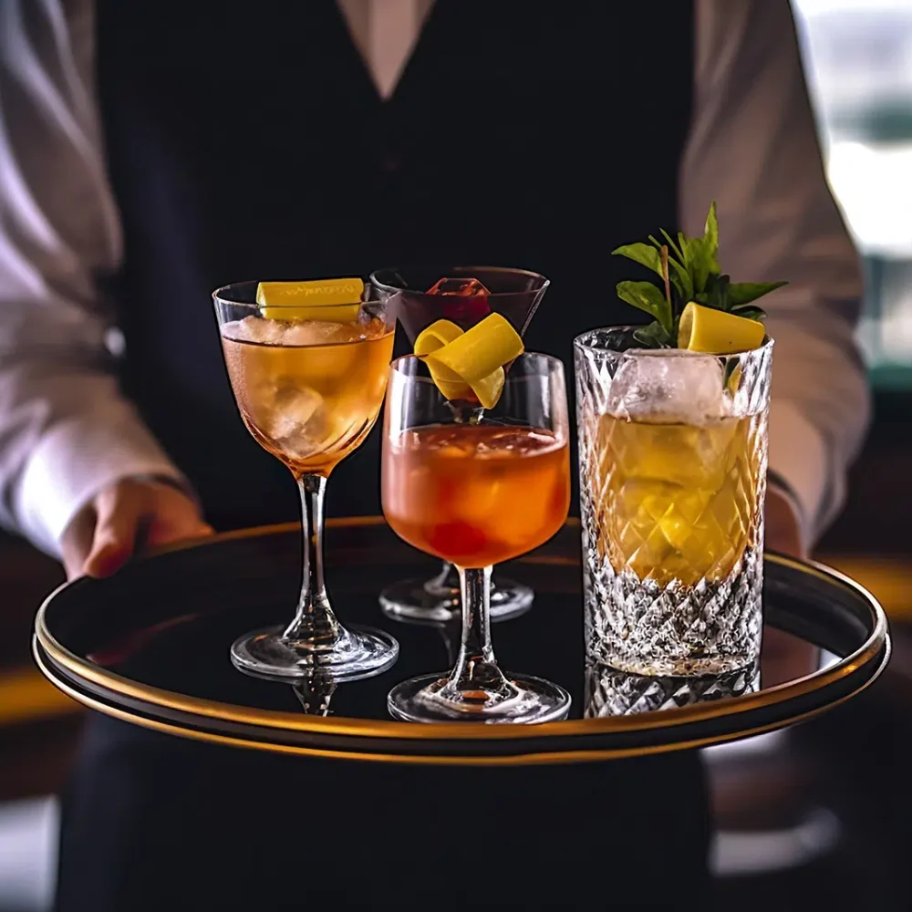 A waiter serving the Beverage Services to party guests at a Melbourne Private Function catered by White Knight Catering Services
